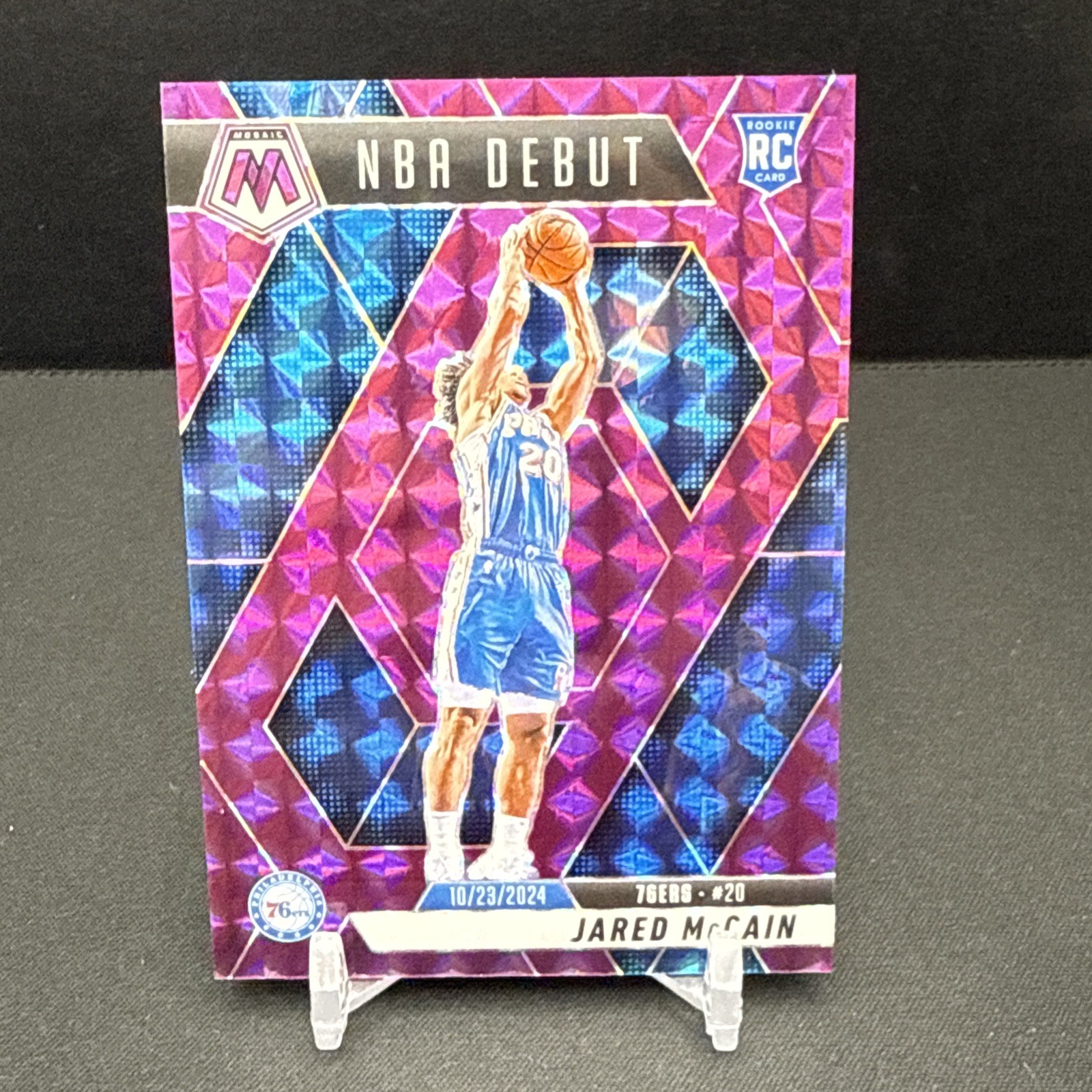 2024-25 Panini Mosaic Jared McCain RC #263 NBA Debut Purple SP 76/99 76ers TF1