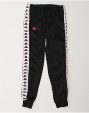 Kappa Womens Graphic Tracksuit Trousers Joggers UK 6 XS Black Colourblock AR18