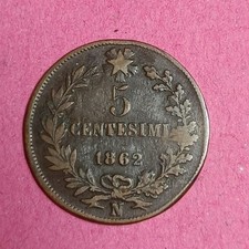 Italia 5 centesimi Vittorio Emanuele II 1862 .r322