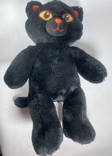 Build A Bear Midnight Sparkle Black  Orange Cat Halloween Stuffed Plush Animal