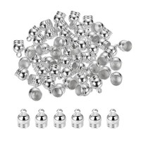 50Er-Set Quasten-Kordelendkappen 7,8Mm FüR Kumihimo [Silber]