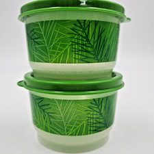 2 tazze snack Tupperware mini contenitore rotondo per alimenti ago pino verde 1229