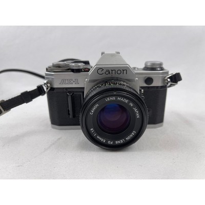 Canon AE-1 35mm SLR Film Camera Silver Canon FD 50mm 1:1.8 Lens Vintage Kit