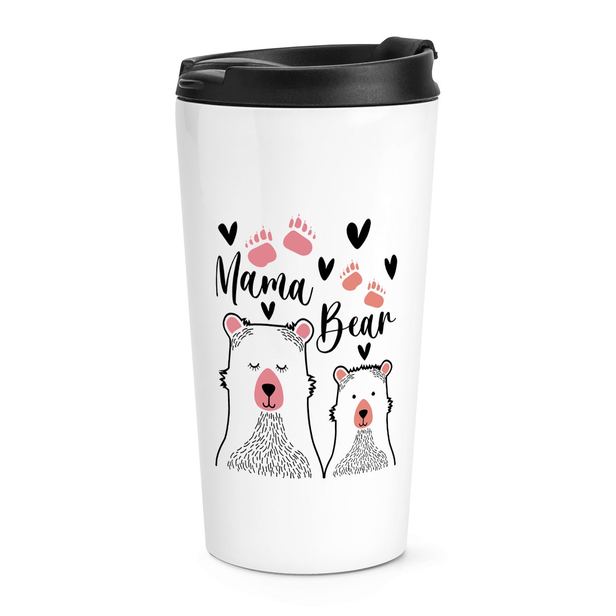 Mama Bear Travel Mug Cup Mum Mother's Day World's Best Awesome Love Hearts