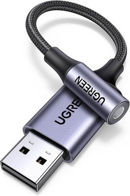 UGREEN USB to 3.5mm Jack Audio Adapter Sound Card Support Mic TRRS Grey 