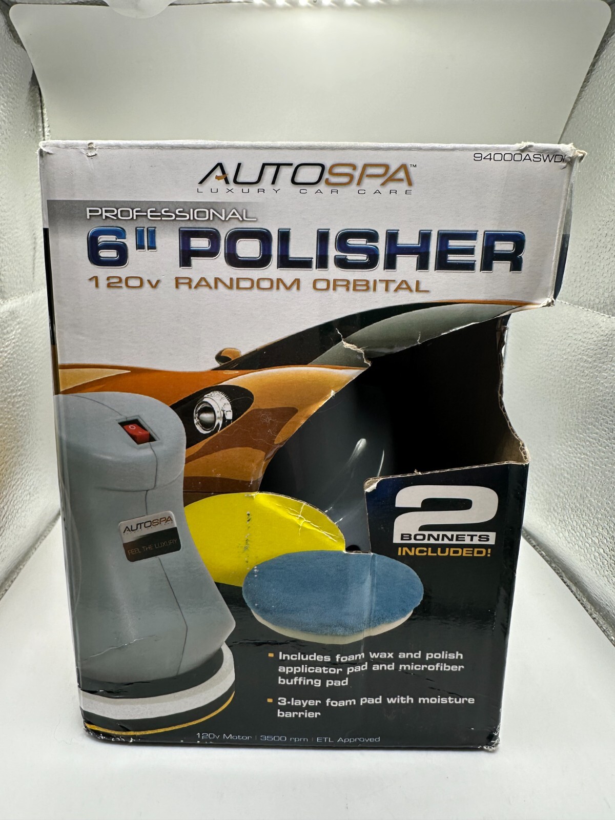 AutoSpa Professional 6" Car Polisher/Buffer 120v Random Orbital No
