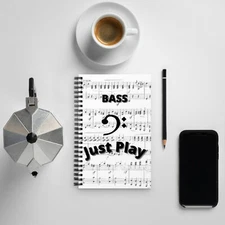 Black and White Just Play Bass Journal Spiral notebook