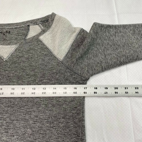 Mudd Juniors Top sz M Gray Long Sleeve Round Neck Lightweight Stretch Casual - Picture 4 of 13