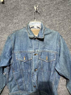 Vtg Anzani Denim Wash Jacket Distressed Coat Trucker Men's Small