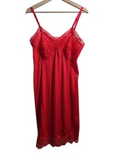 VTG 60s Gaymode Penney's Red Satin Lace Slip Dress Sz 36/Med Nylon Coquette
