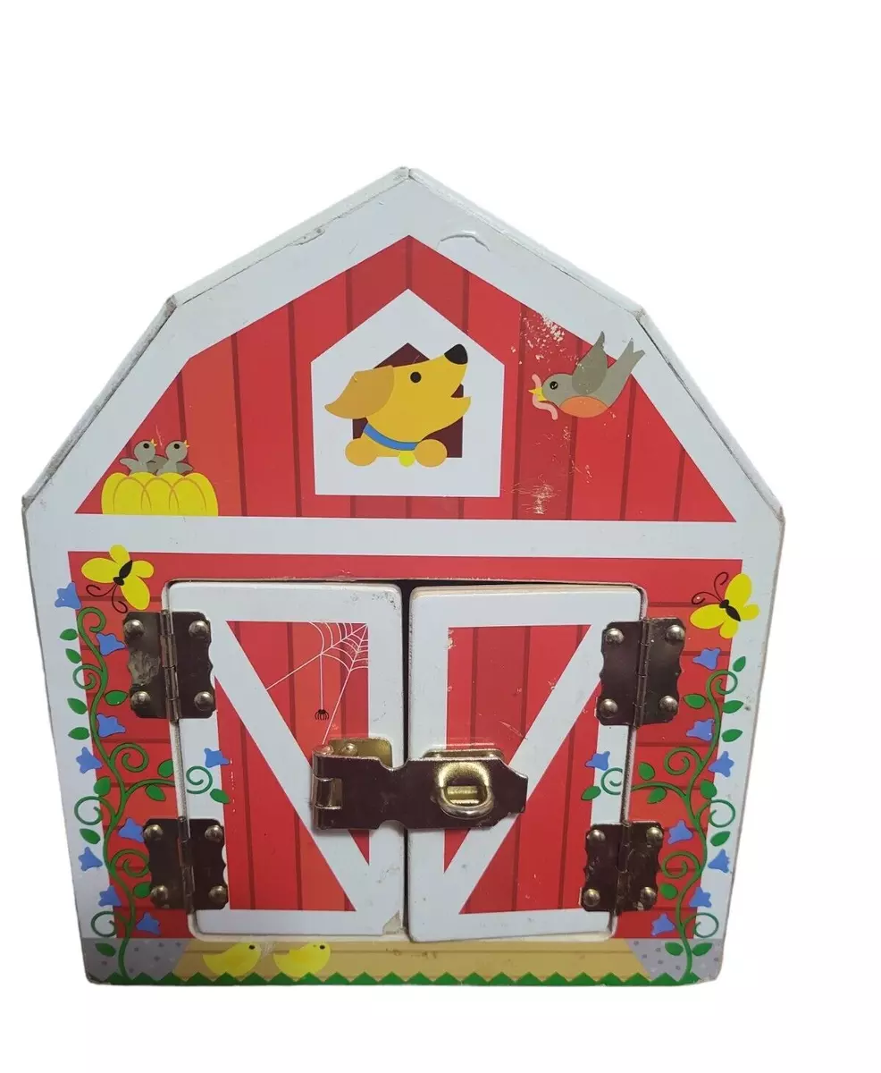 Melissa & Doug Latches Wooden Activity Barn with 6 Doors, 4 Play Figure  Farm Animals 