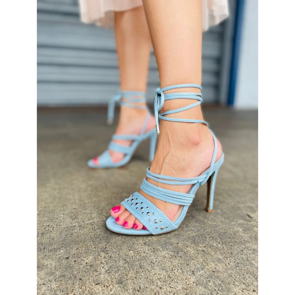 Sandalia con cordones M&L Honeypeach-22 para mujer en azul talla 9 Foto 4 de 4