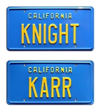 Knight Rider | KITT Trans Am | KNIGHT + KARR | STAMPED Prop License Plate Combo