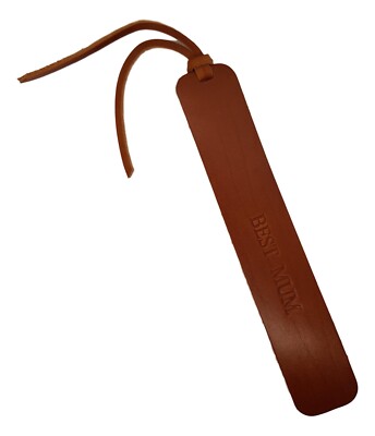 Leather Bookmark ''BEST MUM'' Smooth Tan Vegetable Tanned Leather Handmade UK