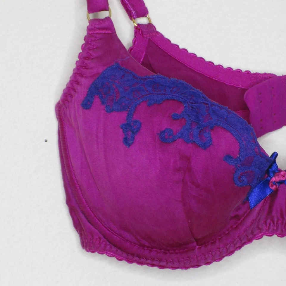 Sujetador push up Agent Provocateur para mujer Molly mezcla de seda con aros púrpura 34DD B11 Foto 3 de 4