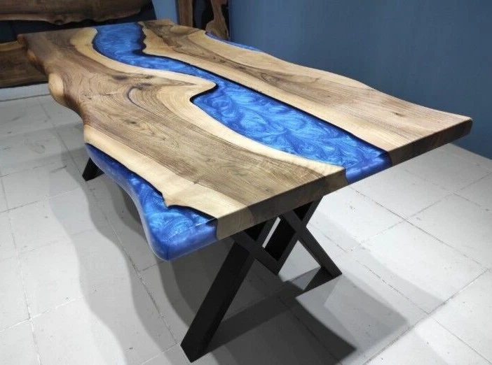 Epoxy Resin Table, Natural Wood Table, Handmade Dining Table, Live Edge Table. - Image 2 of 4