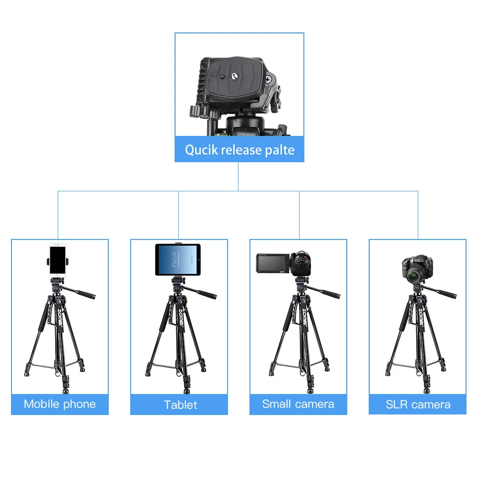 Zomei Q1200 Professional Tripod Travel Monopod Adjustable Stand F DSLR Camera UK - Image 4 of 4