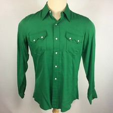 Rare Vintage 50s Green Rayon Western Pearl Snap Work Rodeo Cowboy Button Shirt