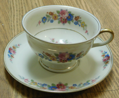 KPM Royal Ivory Tea Cup & Saucer, AD 1831, Germany, Flowers Gold