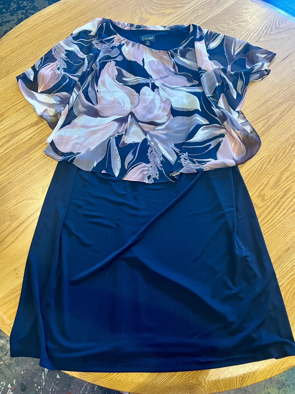 Women's Formal Dress Size 14W Connected APPAREL Navy Blue Cape