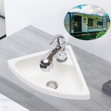 Wall Mount Corner Bathroom Sink Acrylic Triangle Sink with Faucet Vanity Single
