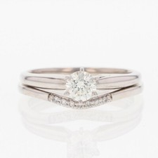 .43ctw Diamond Solitaire with Accents Wedding Set Rings 14k White Gold Size 6.5