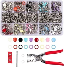 200 Sets Snap Button Kit, 9.5mm 10 Colors Snaps for Clothing, Snap Fastener T...