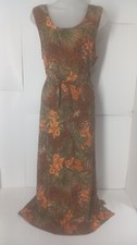 Terri Women's Dress Size Large Maxi Sleeveless Floral Multicolor Made In USA