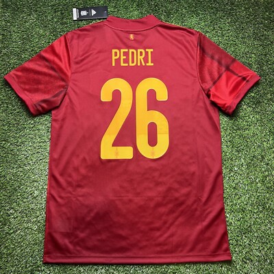 NEW 2020 2021 Spain Pedri Jersey Shirt Kit Red Home L Large