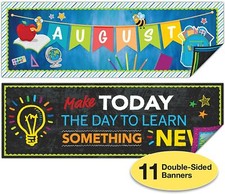 Set of 11 Motivational Classroom Banner Poster Decorations Extra Large 13.5"x39"