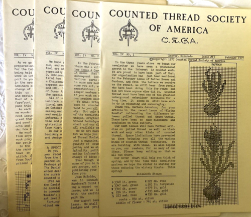 Counted Thread Society of America CSGA Newsletter Lot Of 4 Year 1977 Used - Afbeelding 1 van 9