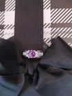 7MM Round Genuine Purple Amethyst Ring & Channel Set White Topaz SIZE 7 — photo 10