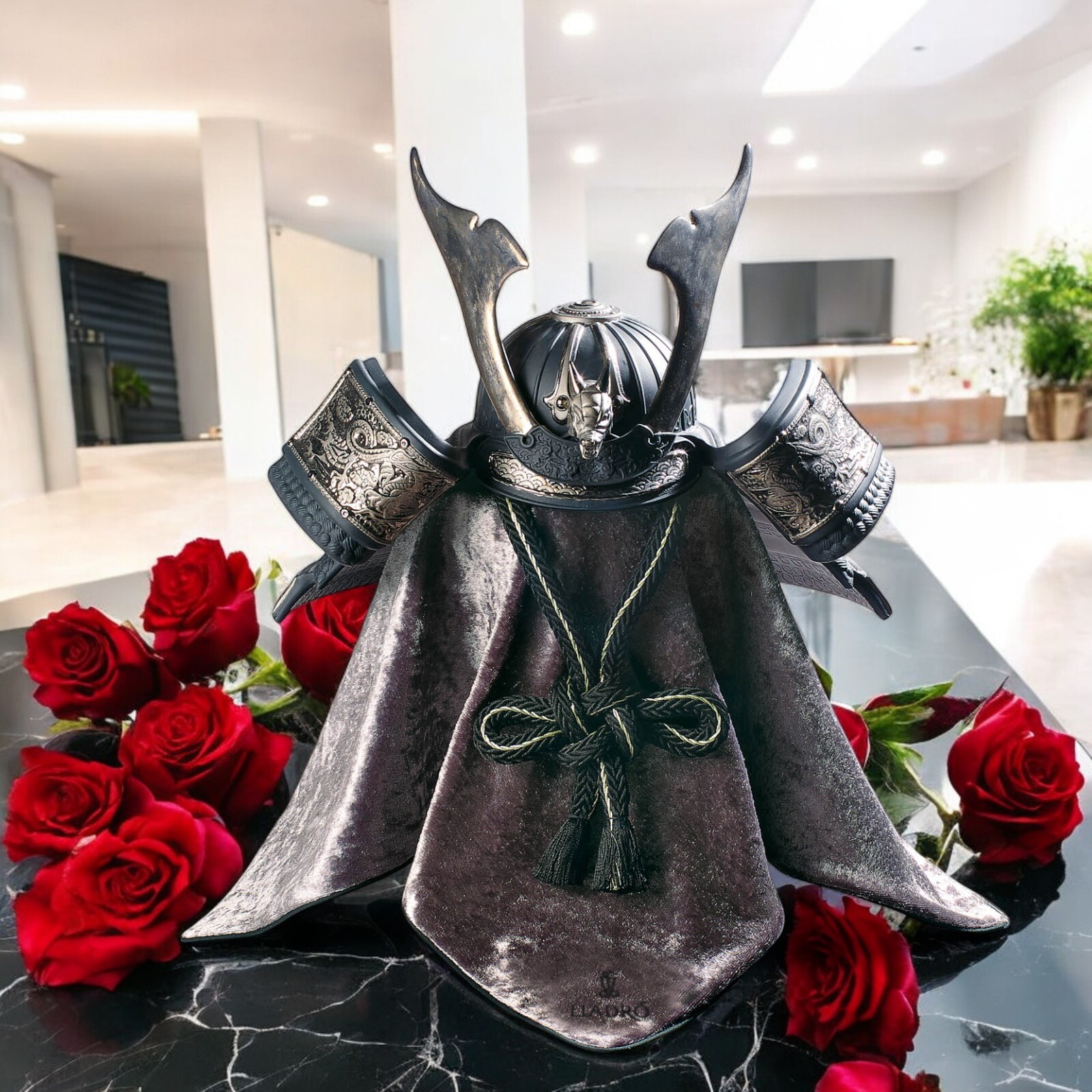 Lladro Silver Lustre Dragon Samurai Helmet Figurine 01013046 #3046