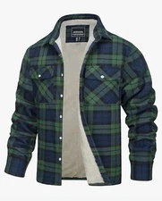 Mens Fleece Flannel Plaid Shirt  Jacket