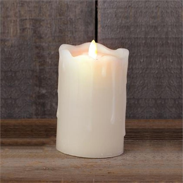 Ivory Pillar Candle with Flickering Flame Battery operated with Timer