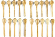 20 psc Small Bamboo Salt Spice Spoons 4 in Round Head Carbonized Brown 3700x2