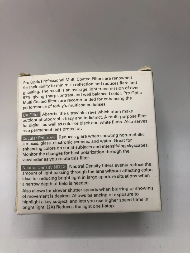 Pro Optic 49 mm set of 3 Lens Essentials Filter Kit. UV Circular Polarizer ND2X - Image 2 of 4