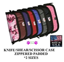 USA MADE KNIFE SCISSOR SHEAR Nylon PADDED ZIPPERED CASE Jacket Pouch Holder