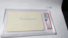 Bucky Harris signed Index Card PSA Certified
