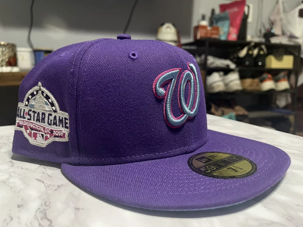 WASHINGTON NATIONALS 2018 ALL STAR GAME PURPLE ICY BRIM NEW ERA FITTED HAT  7 5/8