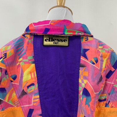 Vintage Ellesse Jacket Womens M Medium Colorful Belted Retro
