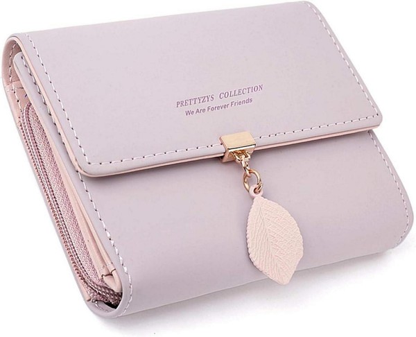 Kleines Damen Portemonnaie Kunstleder Geldbeutel Rosa Multifunktional-image