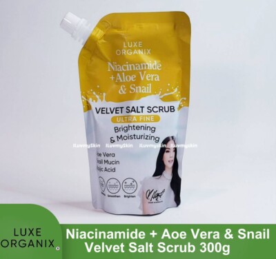 Luxe Organix Niacinamide+ Aloe Vera and Snail Ultra Fine Velvet Salt Scrub  300g