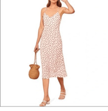 Reformation Kat Slipdress white red polka dot low back summer sleeveless strap