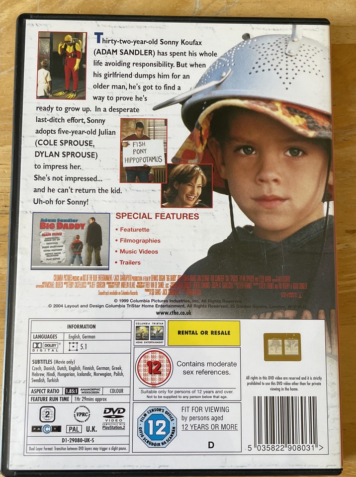 Big Daddy (DVD) Adam Sandler 5035822908031 eBay
