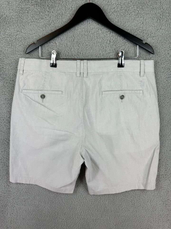 Pantalones Cortos Chinos Penguin Hombres 36 Prendas para Reflexiones Crema Clásicos Frente Plano Algodón Informal Foto 2 de 4