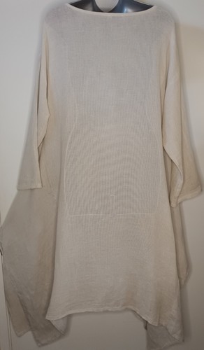 Blusa túnica Own It Italia Bo Ho alta lino bajo y gasa manga L talla pequeña - Imagen 2 de 8