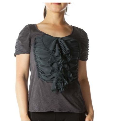 ANTHROPOLOGIE DELETTA top impreziosito con fiocco blu navy pezzo di dichiarazione TAGLIA XL