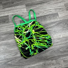 SPEEDO Criss Cross Back Green / Black One Piece Swimsuit Girl's Size 12 / 28