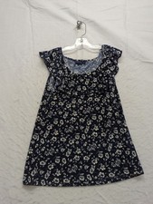 Chaps Womens Navy Floral Ruffle Sleeveless A-Line Dress Size L
